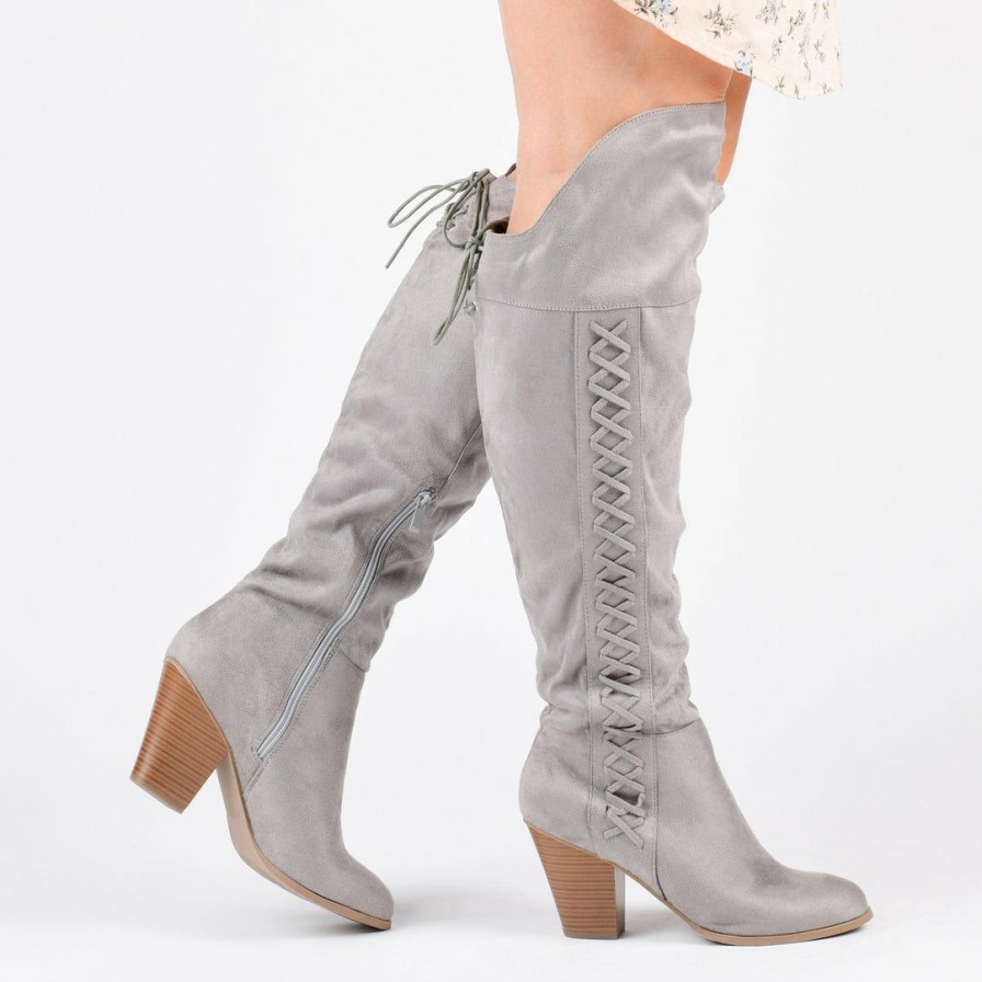 * Journee Collection Boots Spritz Suede Wide Calf Wide-Calf